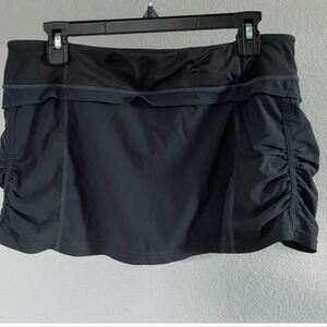 Lululemon Athletica Black Swim Skirt Bikini Bottom | Ruched | Size 6 (S)